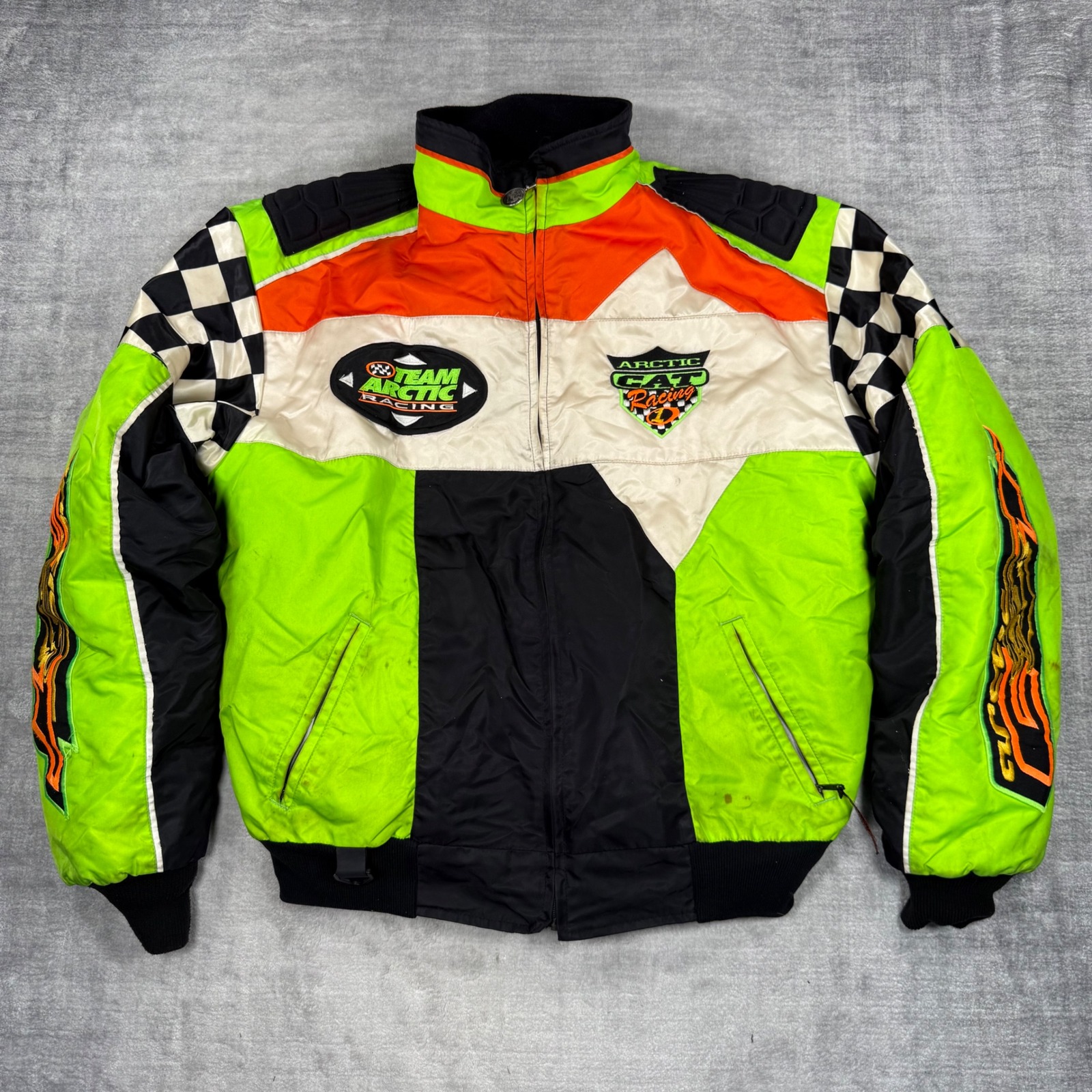 Arctic Cat Jacket Mens Large Neon Green Vintage 80s 3 In 1 Thinsulate Snowmobile